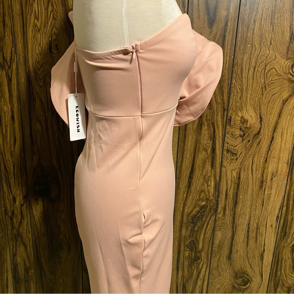 Nude One Shoulder Side Split Cocktail Party Bandage Dress - Picture 5 of 10